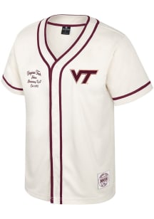 Colosseum Virginia Tech Hokies Mens White Hunter Seeker Baseball Jersey