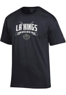Champion Los Angeles Kings Black Hockey Sticks Team Name Jersey Short Sleeve T Shirt