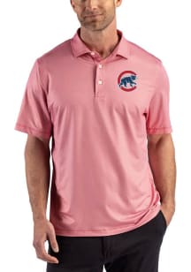 Cutter and Buck Chicago Cubs Red Team Lattice Big and Tall Polo