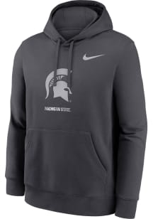 Nike Michigan State Spartans Mens Anthracite Club Fleece Long Sleeve Hoodie