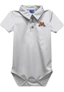 Vive La Fete Minnesota Golden Gophers Baby White Team Short Sleeve One Piece Polo