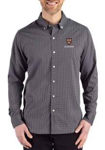 Cutter and Buck Harvard Crimson Mens Black Skyline Long Sleeve Dress Shirt