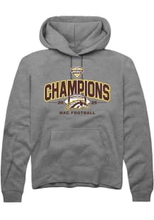 Summit Sportswear Western Michigan Broncos Mens Graphite MAC 2025 Football Champions Long Sleeve H..