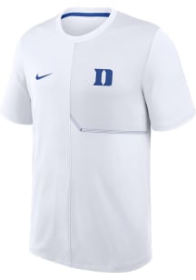 Nike Duke Blue Devils White DriFit Coach Practice Short Sleeve T Shirt