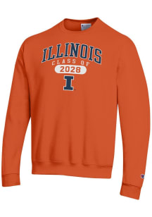 Champion Illinois Fighting Illini Mens Orange Class of 2028 Powerblend Long Sleeve Crew Sweatshirt