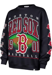 47 Boston Red Sox Womens Navy Blue Go Big Crew Sweatshirt