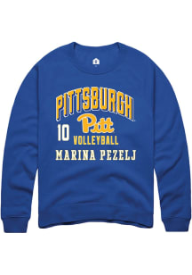 Marina Pezelj Pitt Panthers Mens Blue NIL Arch Logo Player Crew