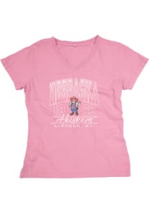 Blue 84 Nebraska Cornhuskers Womens Pink Dyed Short Sleeve T-Shirt