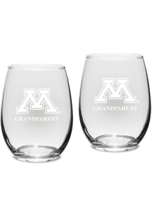 Minnesota Golden Gophers Grandparent Stemless Set 15oz Stemless Wine Glass - White