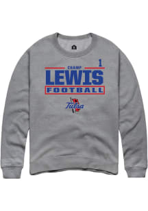Champ Lewis Tulsa Golden Hurricane Mens Graphite Football NIL Stacked Box Player Crew