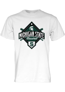 Blue 84 Michigan State Spartans White Big Ten Baseball Short Sleeve T Shirt