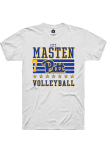 Izzy Masten Pitt Panthers White NIL Striped Short Sleeve Player T Shirt