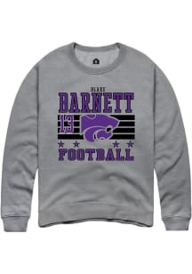 Blake Barnett K-State Wildcats Mens Grey Football NIL Striped Player Crew