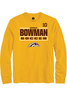 Sophia Bowman Western Michigan Broncos Gold NIL Stacked Box Long Sleeve Player T Shirt