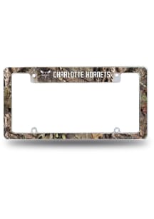 Charlotte Hornets Camo Mossy Oak All Over Chrome License Plate Frame - White