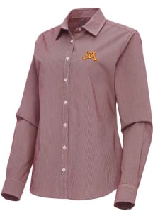 Antigua Minnesota Golden Gophers Womens Porter Long Sleeve Maroon Dress Shirt