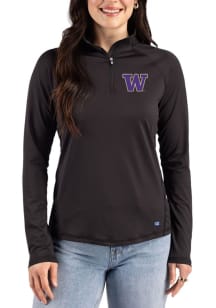 Cutter and Buck Washington Huskies Womens Black Prospect Eco Qtr Zip