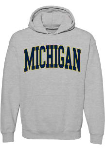 Michigan Wolverines Mens Grey Mega Arch Long Sleeve Hoodie