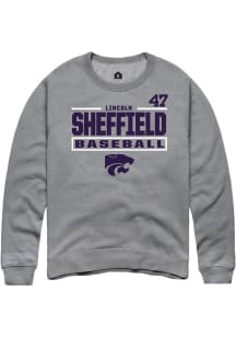Lincoln Sheffield  Rally K-State Wildcats Mens Graphite NIL Stacked Box Long Sleeve Crew Sweatshir..