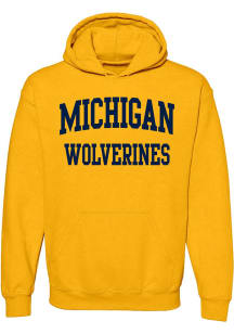 Michigan Wolverines Mens Yellow Front Back Print Long Sleeve Hoodie