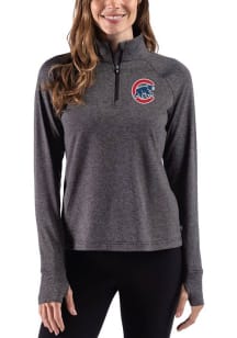 Cutter and Buck Chicago Cubs Womens Black Heather Team Adapt Qtr Zip