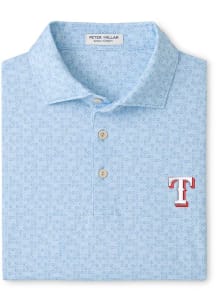 Peter Millar Texas Rangers Mens Light Blue Bases Loaded Short Sleeve Fashion Polo