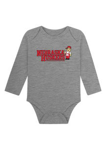 Nebraska Cornhuskers Baby Grey Team Wordmark Long Sleeve One Piece