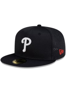 New Era Philadelphia Phillies Mens Black Satin Lining 59FIFTY Fitted Hat