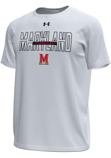 Under Armour Maryland Terrapins White Flat Name Tech Short Sleeve T Shirt