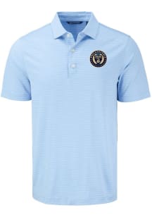 Cutter and Buck Philadelphia Union Mens Light Blue Forge Eco Fine Line Short Sleeve Polo