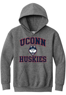 Summit Sportswear UConn Huskies Youth Graphite No 1 Neutral Long Sleeve Hoodie