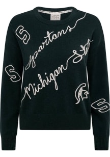 Michigan State Spartans Womens Green Love Note Long Sleeve Sweater
