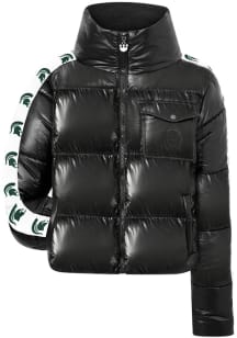 Michigan State Spartans Womens Black Cargo Puffer Heavy Weight Jacket