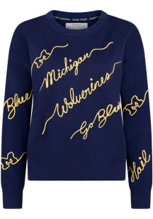Michigan Wolverines Womens Blue Love Letter Long Sleeve Sweater