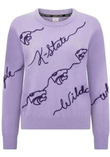 K-State Wildcats Womens Lavender Love Letter Long Sleeve Sweater