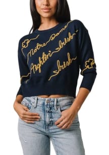 Notre Dame Fighting Irish Womens Navy Blue Love Note Long Sleeve Sweater