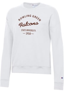 Champion Bowling Green Falcons Womens White Est Date Powerblend Crew Sweatshirt
