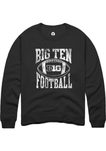 Rally Big Ten Mens Black Football Arch Long Sleeve Crew Sweatshirt