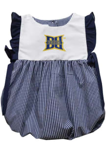 Vive La Fete Drexel Dragons Baby Girls Navy Blue Gingham Bubble Short Sleeve Dress