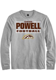 Cameron Powell Western Michigan Broncos Grey Football NIL Stacked Box Long Sleeve Player T Shirt
