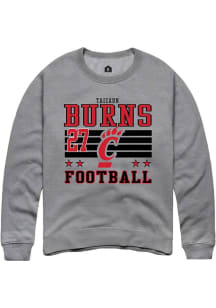 Taizaun Burns Cincinnati Bearcats Mens Grey Football NIL Striped Player Crew