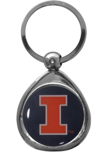 Illinois Fighting Illini Chrome Keychain - Silver