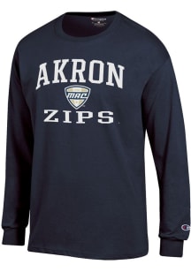 Champion Akron Zips Navy Blue MAC Arch Jersey Long Sleeve T Shirt