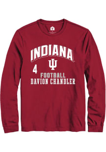 Davion Chandler Indiana Hoosiers Crimson Football NIL Arch Logo Long Sleeve Player T Shirt