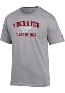 Champion Virginia Tech Hokies Grey Font Class of 2028 Jersey Short Sleeve T Shirt