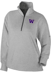 Columbia Washington Huskies Womens Grey Heat Seal Omni Wick Birchwood Hills Qtr Zip