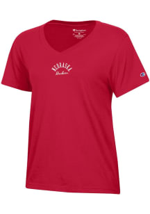 Champion Nebraska Cornhuskers Womens Red Core V Neck Short Sleeve T-Shirt
