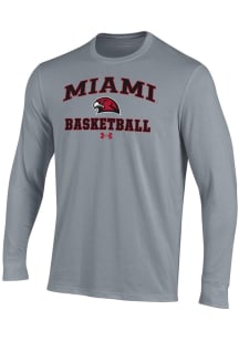 Under Armour Miami RedHawks Grey Basketball Performance Long Sleeve T Shirt