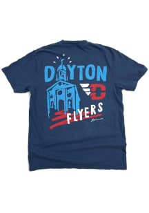 GV Art + Design Dayton Flyers Navy Blue Chapel Drip Short Sleeve T Shirt