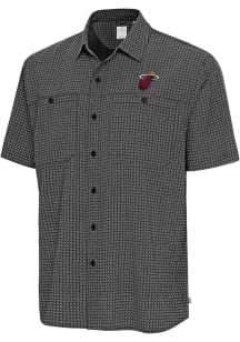 Antigua Miami Heat Mens Navy Blue Alternate Mosiaic SS Short Sleeve Dress Shirt